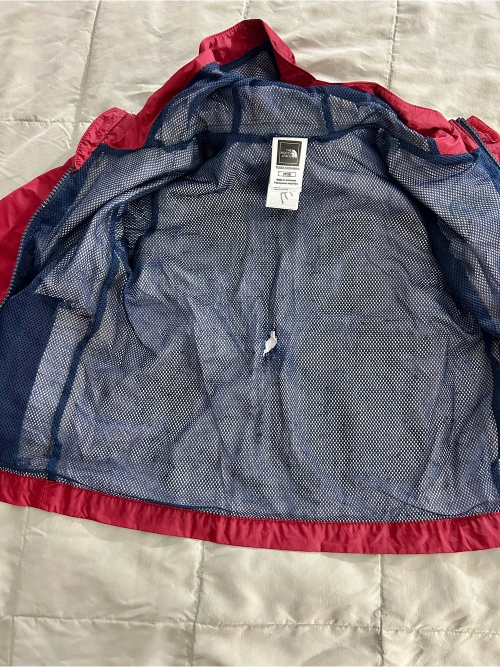 The North Face Kids' Red Rain Jacket with Hood, Size 3T, Zip Up